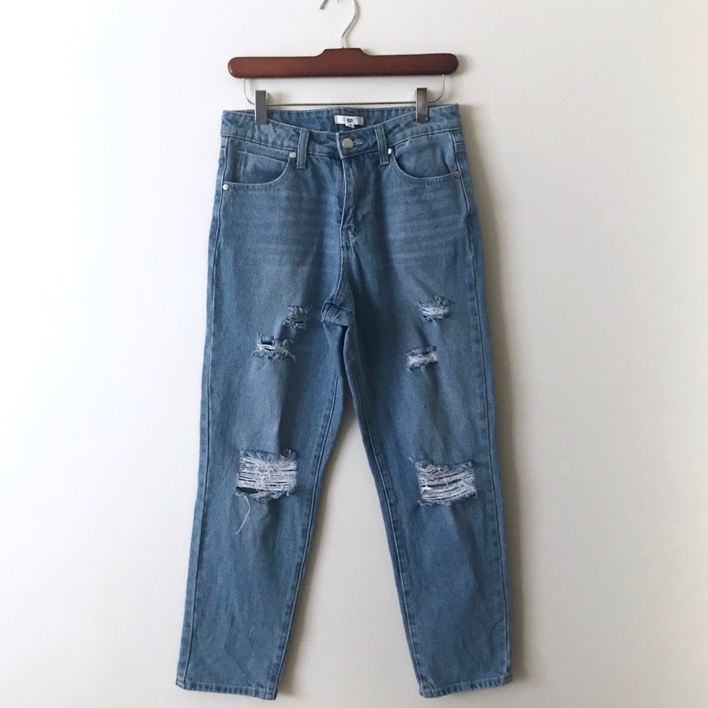 Bp Blue Ripped Distressed High Rise Mom Jeans - Picture 14 of 14